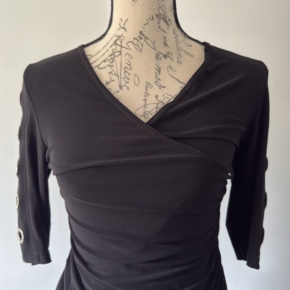 Joseph Ribkoff 6 Elegant Black Dress with Eyelet Details - Picture 5 of 6